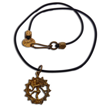 Shiva Nataraja Rubber Necklace Recycled Brass 18 Inch