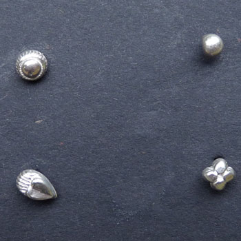 Silver Nose Stud Set of 4 silver shapes
