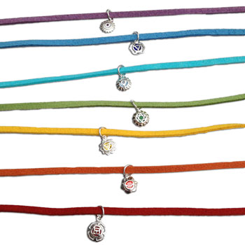 Chakra Charm Anklets or Bracelets Silver and Colored Stones Free Size Set of 7