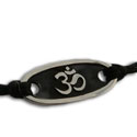 Om Aum Bracelet Sterling Silver and Waxed Cotton