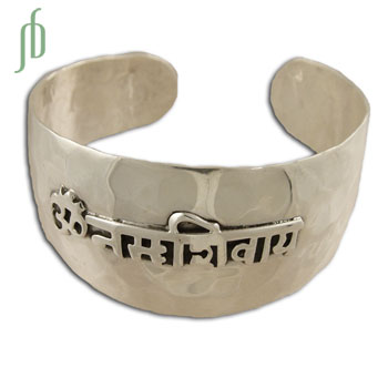 Om Namah Shivaya Bracelet Cuff Sterling Silver