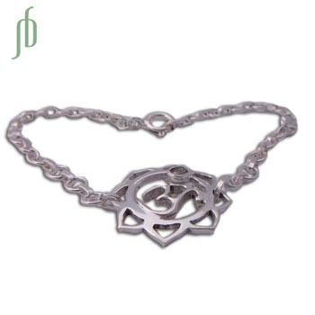 Om Lotus Bracelet Sterling Silver Adjustable #1