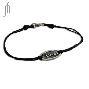 Love Bracelet Sterling Silver and Waxed Cotton #1