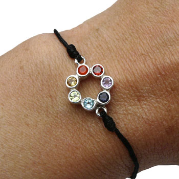 Chakra Bracelet Circle of Happiness with seven gemstones Adjustable #2