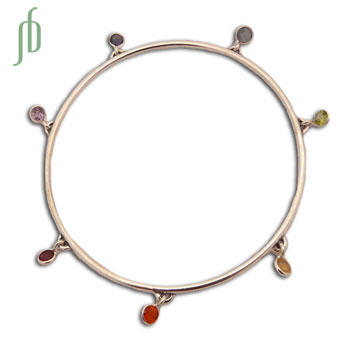 Well being 7 Chakra Bangle Bracelet Silver and Gemstones #1