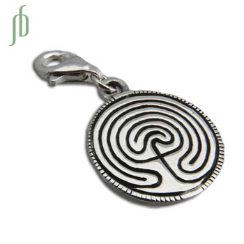 Charmas Labyrinth Charm with Spring Clasp Silver