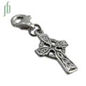 Celtic Cross Charm Pendant with Spring Clasp Silver