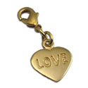 Love Heart Charm with Spring Clasp Recycled Brass