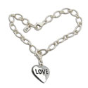 Love Heart Charm Bracelet Sterling Silver