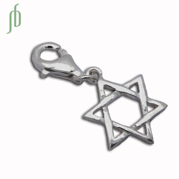 Charmas Star of David Charm with Spring Clasp Silver