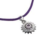 Crown Chakra Necklace Purple 16 to 17 Inches Adjustable Sterling Silver and faux suede