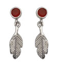 Feather Earrings Carnelian Studs Silver Passion