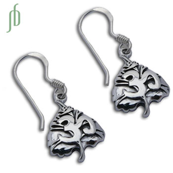Om Bodhi Leaf Earrings Sterling Silver
