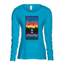 Feathered Pipe T-shirt Long Sleeve Women's 40th Anniversary Caribbean Blue