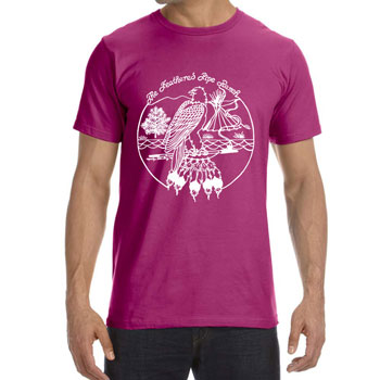 ORGANIC Feathered Pipe T-shirt Short Sleeve Unisex Retro Raspberry