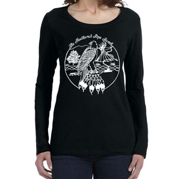 Feathered Pipe Ranch T-shirt Long Sleeve Women's Retro Black