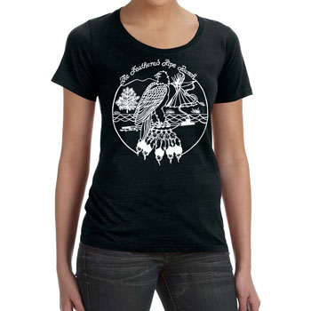 Feathered Pipe Ranch T-shirt Short Sleeve Women's Retro Black