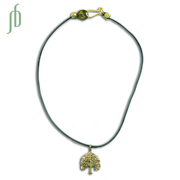 Bodhi Tree Rubber Necklace Recycled Brass 18 Inch #2