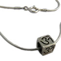 Om Cube Necklace Silver