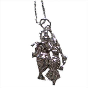 Absolute Truth Krishna Radha Necklace  Silver with 16 inch ball chain