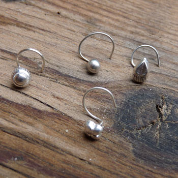 Silver Nose Stud Set of 4 silver shapes #2