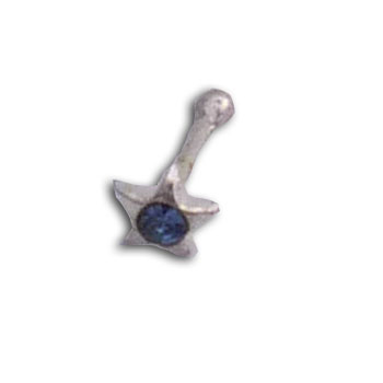 Silver  Nose Stud Star Stone Blue