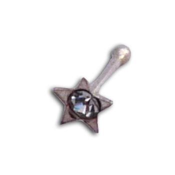 Silver  Nose Stud Star Stone Clear