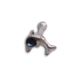 Silver  Nose Stud Dolphin Blue