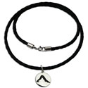 Yoga Dog Pose Necklace Sterling Silver and Leather Style 20 inches