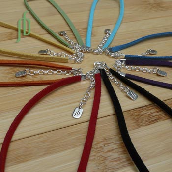 Faux Suede Color Necklace 16 to 17 inches Adjustable Silver Clasp
