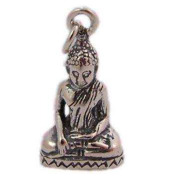 Buddha Statue Pendant Sterling Silver