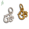 Tiny Om Charm with 5 mm jump ring Sterling Silver or Gold Wash
