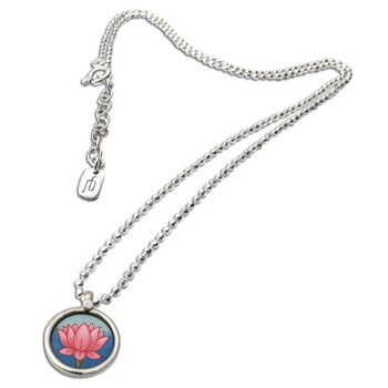 Lotus Painting Silver Necklace #1