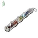 Chakra Stones Pendant Tube 2 Inches Sterling Silver and Gemstone Chips
