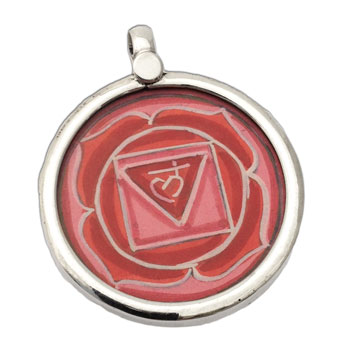 Root Chakra Painting Pendant Silver #1