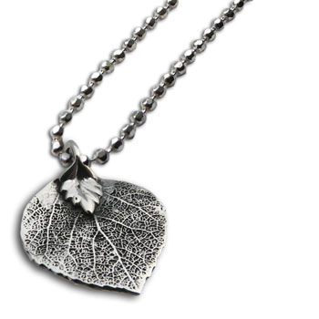 Bodhi Leaf Necklace 16 to 17 Inches  Adjustable Sterling Silver #2