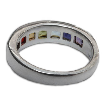 Rainbow Purity Chakra Ring Silver with seven gemstones #2